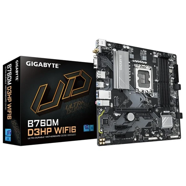 GIGABYTE B760M D3HP WIFI6 DDR5 HDMI DP PCIE 4.0 1700p mATX ürün görseli 1