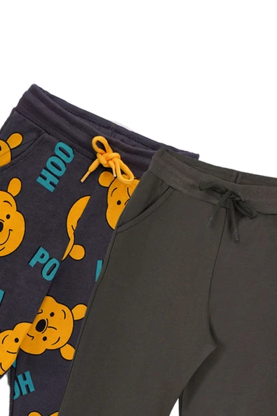 2'Li Basic Şardonlu 2 İplik Eşofman Set ( Winnie The Pooh - Haki ) - Resim 2