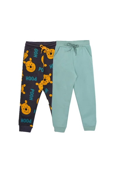 2'Li Basic Şardonlu 2 İplik Eşofman Set ( Winnie The Pooh - SuYeşili ) ürün görseli 1