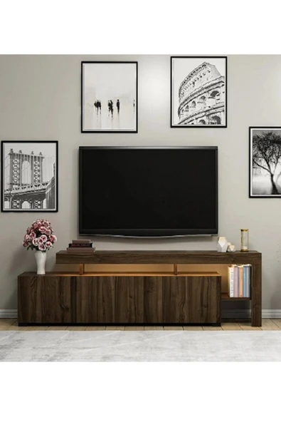 Meltem Çelik - BMdekor Tv Sehpası Buğra Ceviz Led Işıklı 192 Cm ürün görseli 1