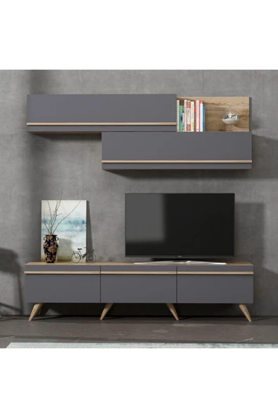BMdekor Tv Ünitesi Asil Antrasit Meşe 180 Cm ürün görseli 1