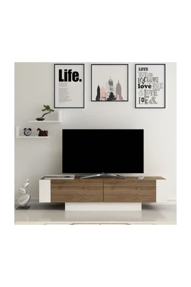 BMdekor Tv Ünitesi Londra Ceviz Beyaz 150 Cm ürün görseli 1