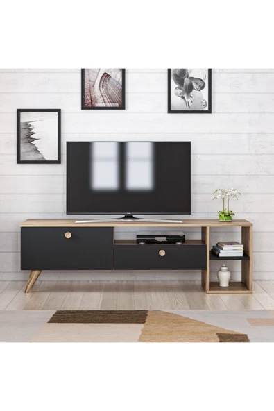 BMdekor Tv Sehpası Pergo Siyah Çırağan 150 Cm ürün görseli 1