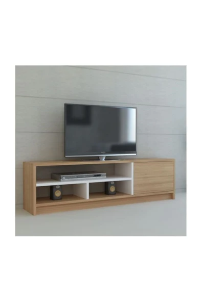 BMdekor Tv Ünitesi Elips 101 Beyaz Teak 120 Cm ürün görseli 1