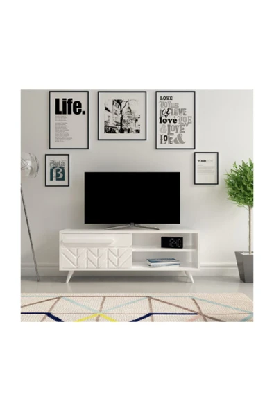BMdekor Tv Ünitesi Italya Beyaz 120 Cm ürün görseli 1