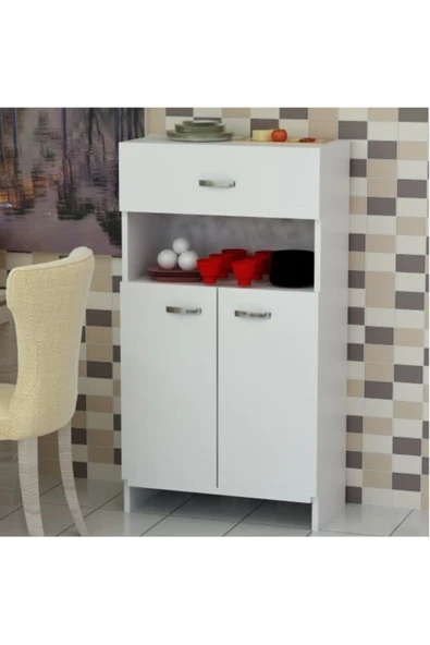BMdekor Beyaz Çok Amaçlı Dolap - Resim 2