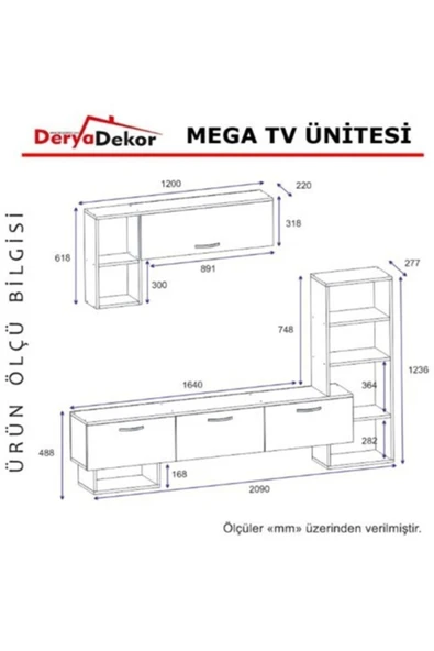 BMdekor Tv Ünitesi Deva Beyaz Ceviz - Resim 3