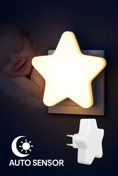 Mini Yıldız Gece Lambası LED Sensörlü Priz Işık Bebek Çocuk Yatak Odası Için Gece Işığı ürün görseli 1