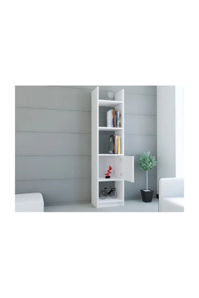 BMdekor Kitaplık Elips 103 Tekli Beyaz - Resim 2