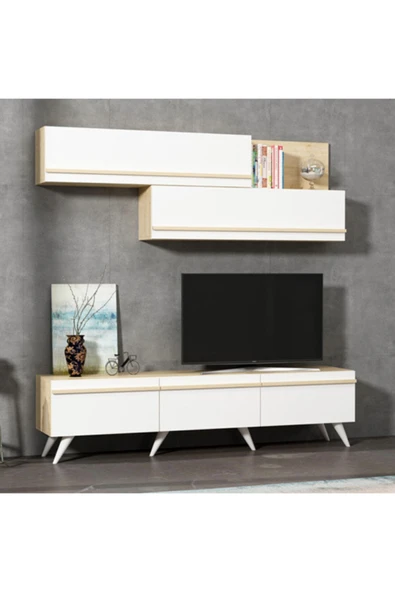 BMdekor Tv Ünitesi Asil Beyaz Safir Meşe 180 Cm ürün görseli 1