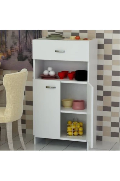 BMdekor Beyaz Çok Amaçlı Dolap - Resim 3