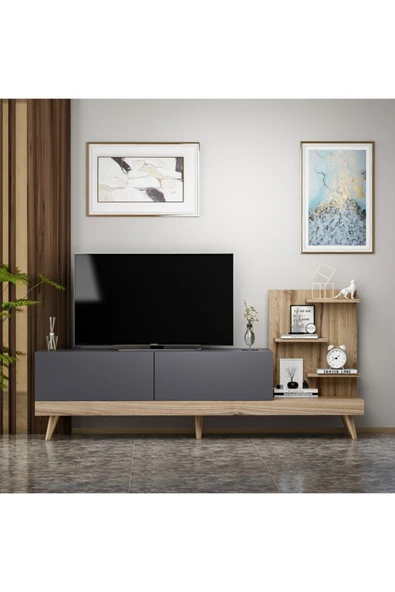 BMdekor Tv Sehpası Desso Antrasit Ceviz 180 Cm ürün görseli 1