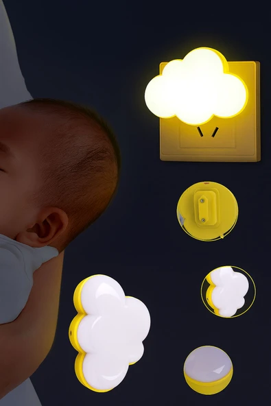 Bulut Şekilli Priz Gece Lambası LED Işık Otomatik Sensörlü Bebek ve Çocuk Odası Işığı ürün görseli 1