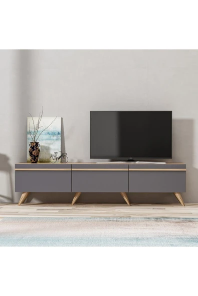 BMdekor Tv Sehpası Asil Antrasit Meşe 180 Cm ürün görseli 1