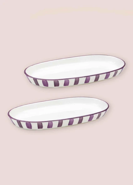 The Mia Joy Oval Servis 2li Set Mor 17x30x4 cm - Resim 7