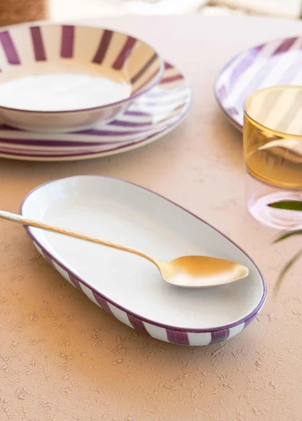 The Mia Joy Oval Servis 2li Set Mor 17x30x4 cm - Resim 3