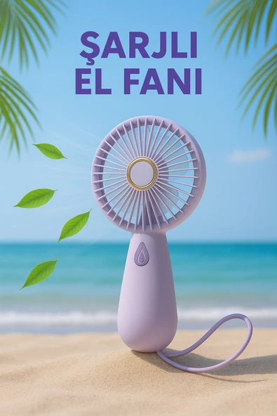 Şarjlı Sessiz Güçlü El Fanı Mini Taşınabilir USB Vantilatör 5 Pervaneli Fan ürün görseli 1