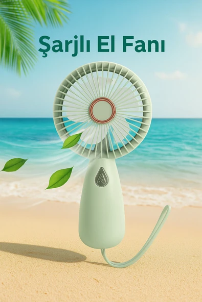 Şarjlı Sessiz Güçlü El Fanı Mini Taşınabilir USB Vantilatör 5 Pervaneli Fan ürün görseli 1