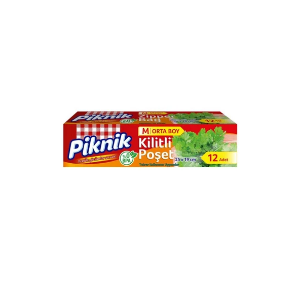 Piknik Orta Boy Kilitli Buzdolabı Poşeti 12'li ürün görseli 1