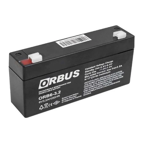 Orbus 6 Volt 3.2 Amper Akü ORB6-3.2 (125x33x60 Mm) ürün görseli 1