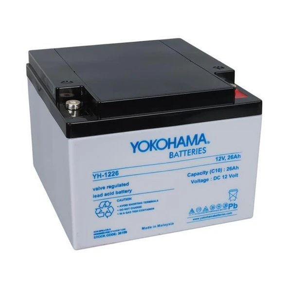 Yokohama YH-122.6 12 Volt  26 Amper Akü (165x176x125 mm) ürün görseli 1