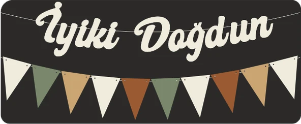Vanilya İyi ki Doğdun Kaligrafi Banner ve Düz Renk Flama Set ürün görseli 1