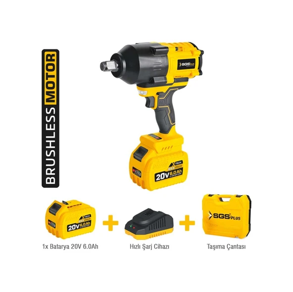 Sgs SGS5504 - 3/4 - 20 Volt 6 Amper 1200 NM Tork Akülü Darbeli Somun Sıkma Sökme Makine Seti Tek Akülü ürün görseli 1