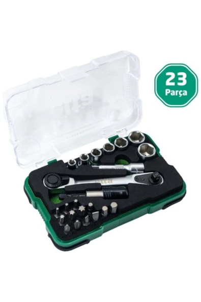 İzeltaş Elta 1/4” Cırcır Lokma Anahtar & Bits Set (23 parça, mm) ürün görseli 1