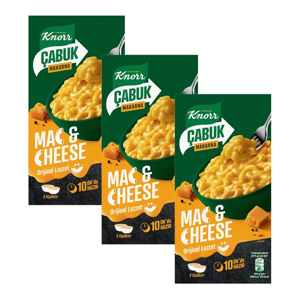 Knorr Çabuk Mac & Cheese Peynirli Makarna 212 Gr x 3 Adet ürün görseli 1