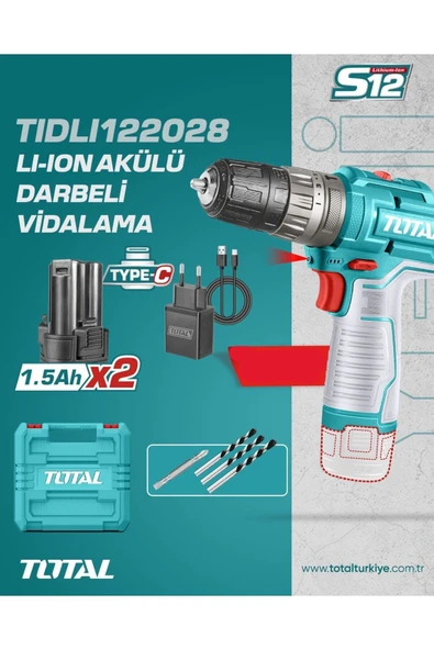 TOTAL Li-İon Akülü Darbeli Vidalama Type-C Şarjlı TIDLI122028 NMS HIRDAVAT ürün görseli 1