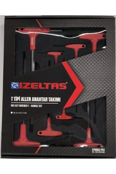 İzeltaş İzeltaş 8 Parça T Tipi Allen Anahtar Takımı - Izeltaş 4920008108 ürün görseli 1