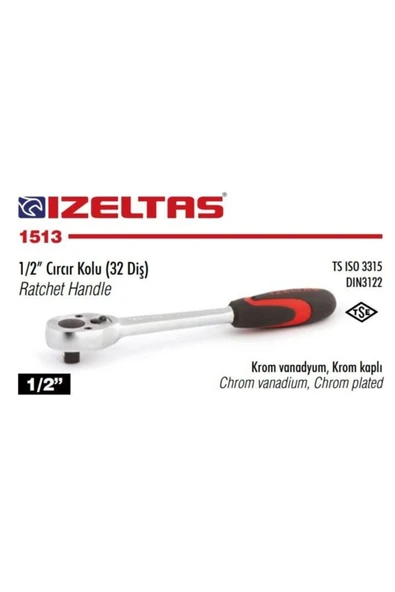 İzeltaş 250 Mm Cırcır Kolu ( 32 Diş ) 1/2" ürün görseli 1