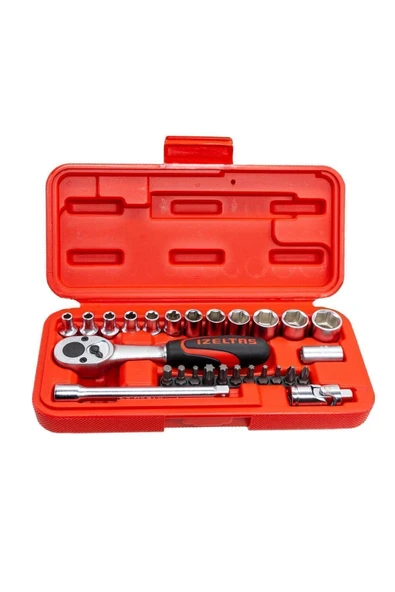 İzeltaş İzeltaş 1/4 Altı Köşe Lokma Anahtar Ve Bits Set 27 Parça ürün görseli 1