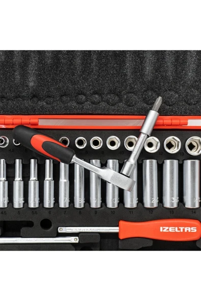 İzeltaş İzeltaş 1/4 Altı Köşe Lokma Anahtar Ve Bits Set 48 Parça ürün görseli 1