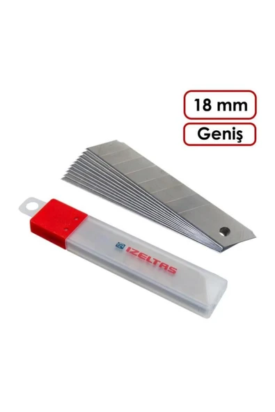 İzeltaş İzeltaş Pro Maket Bıçağı Geniş Yedek Bıçak 18 Mm (10'LU) ürün görseli 1