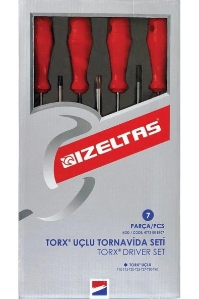 İzeltaş 4775008107 Torx Uçlu Tornavida Takımı 7 Parça ürün görseli 1