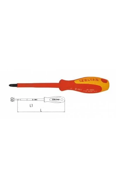 İzeltaş 3x60 Ph0 1000v Izoleli Elektrikçi Yıldız Tornavida ürün görseli 1