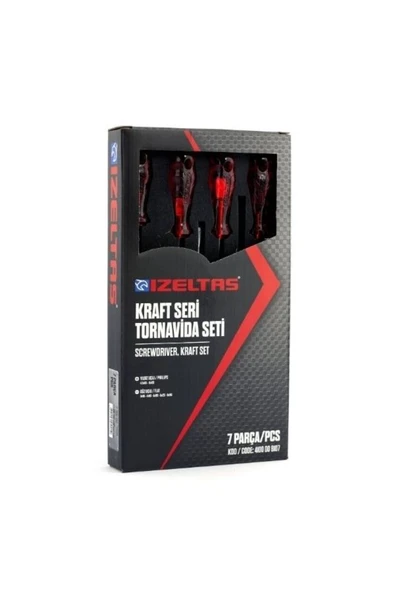 İzeltaş İzeltaş Kraft Tornavida Seti 7 Parça (DÜZ:3×80-4×80-4×100-5×125 -6×150 *YILDIZ:4.5×80–6×100) ürün görseli 1
