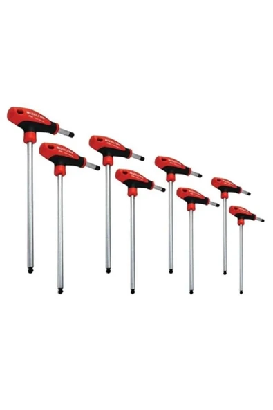 İzeltaş İzeltaş 8 Parça T Tipi Yuvarlak Başlı Uzun Allen Anahtar Takımı Alyan Set 4921 00 8108 ürün görseli 1
