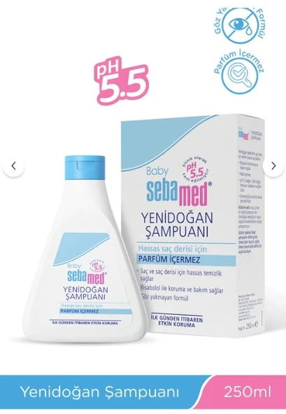 Sebamed Baby pH 5.5 Bisabolol İçerikli Koruma ve Bakım Sağlayan Yenidoğan Bebek Şampuanı 250 ml ürün görseli 1