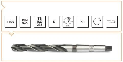 Makina Takım 16 mm HSS DIN 345 Mors Konik Saplı Matkap Ucu - B00007401600 ürün görseli 1