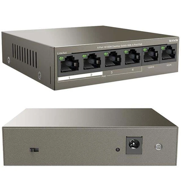 Tenda TEF1106P 2 x Uplink + 4 Port Poe Ethernet Switch 63 Watt ürün görseli 1