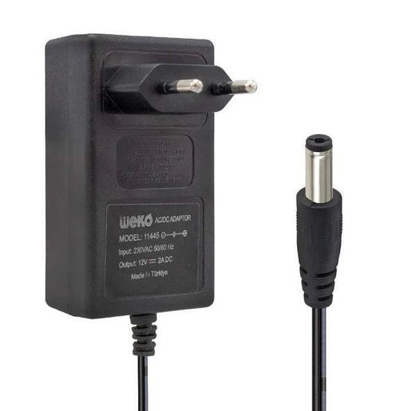 Weko 12 Volt 2 Amper 24 Watt Plastik Kasa Priz Tipi Adaptör (5.5x2.5 Uçlu) ürün görseli 1