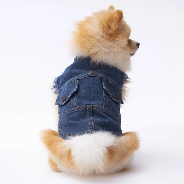 Pawstar Küçük Irk Köpek için Denim Yelek ürün görseli 1