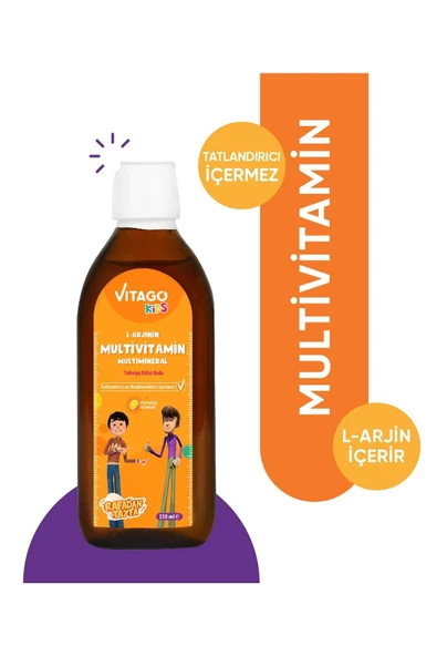 VİTAGO-Kids-l-arjinin, Multivitamin Şurup Rafadan Tayfa ürün görseli 1