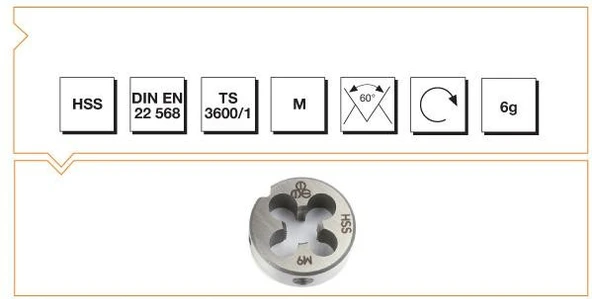 Makina Takım Hss Dın 223/B Metrik Normal Pafta Lokması M22X2.5-MTE B00110022200 ürün görseli 1