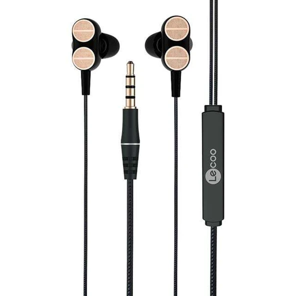 Lenovo Lecoo EH102 3.5 Mm Jacklı Siyah Kablolu Kulak İçi Mikrofonlu Kulaklık ürün görseli 1
