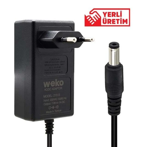 Weko 7.8 Volt - 1 Amper Priz Tip Adaptör 5.5*2.5 Uç ürün görseli 1