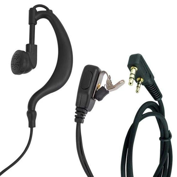 Wln PMR-446 C Tipi Kulak Üstü EL Telsizi PTT Mikrofonlu Kulaklığı 2 Jacklı Aselsan A446 Spiral Arkalıklı 120Cm ürün görseli 1