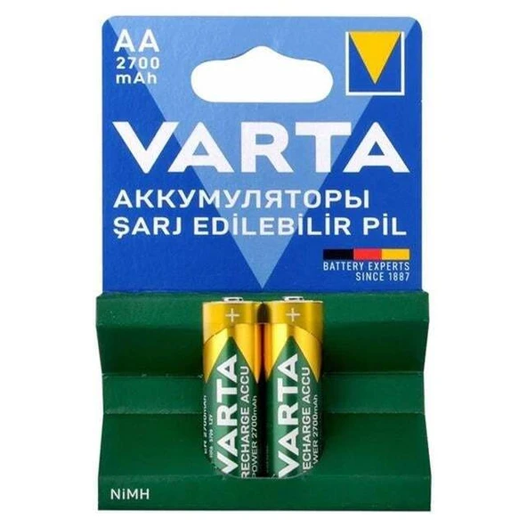 Varta Ni-Mh 1.2V 2700 mAh HR6 Şarj Edilebilir Şarjlı AA Kalem Pil (2'li Paket) ürün görseli 1